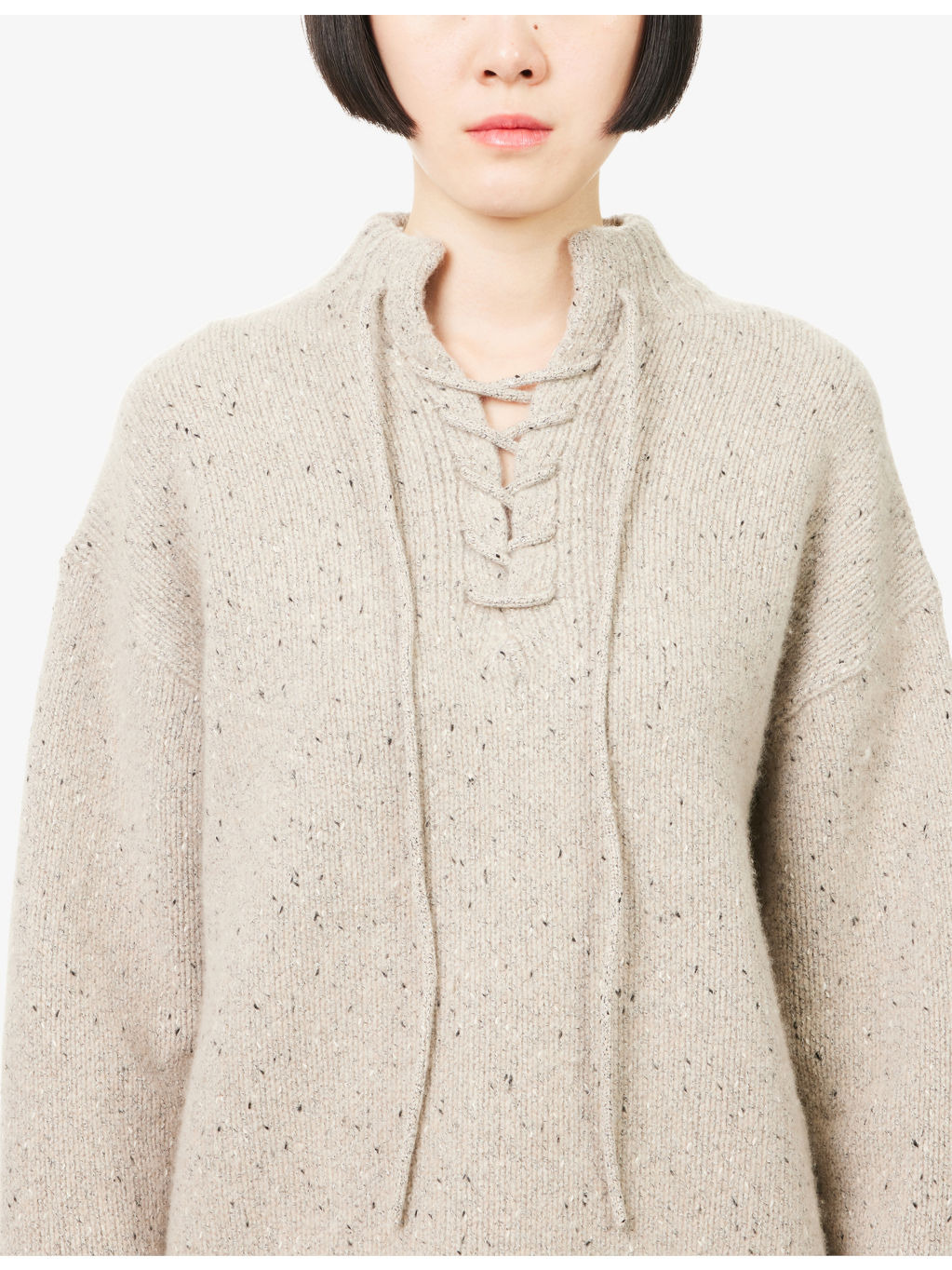 Drawstring High-Neck Wool-Blend Jumper - 5