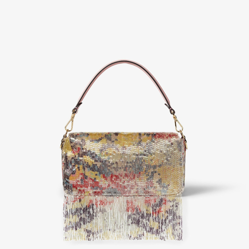 Baguette® Abstract Flower bag embroidered with multicolor beads and fringes 5