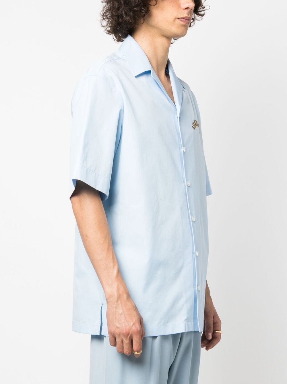 embroidered-logo cotton shirt - 3