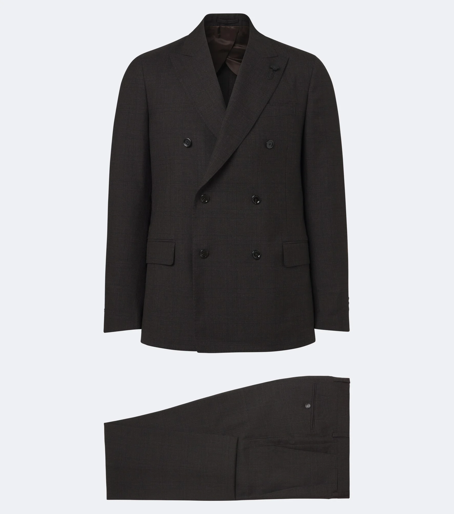 Checked double-breasted virgin wool suit - 1