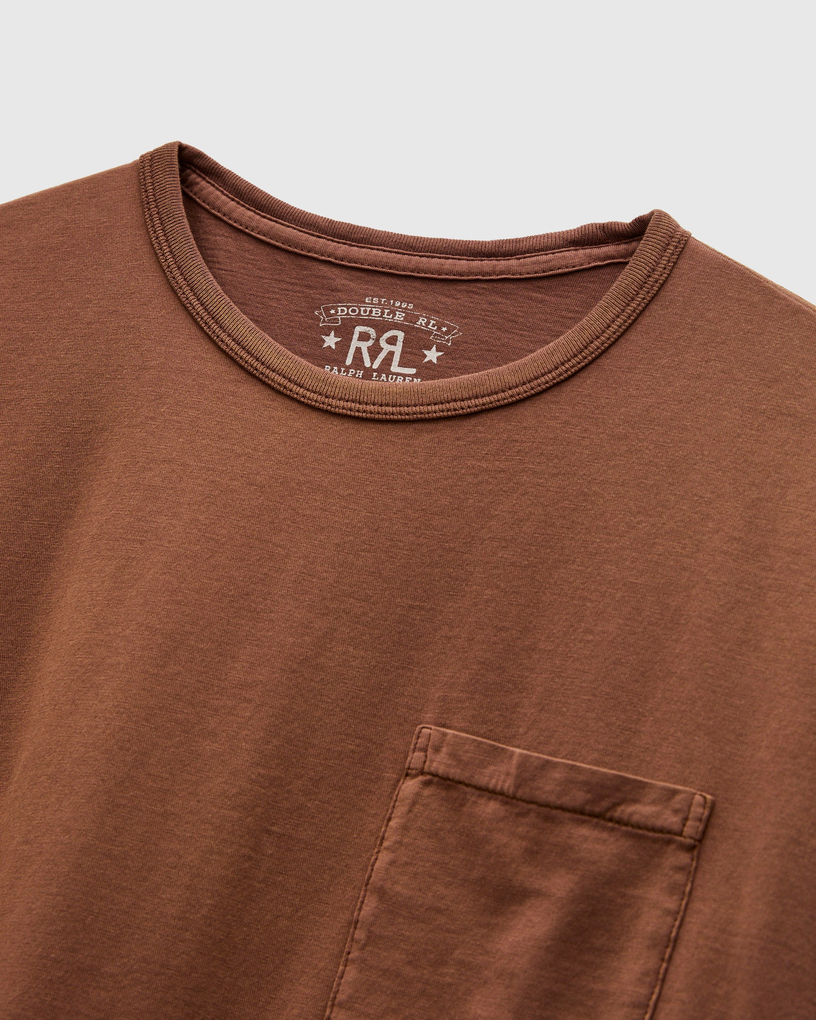 Vintage Knit Pocket T-Shirt in Chocolate - 4