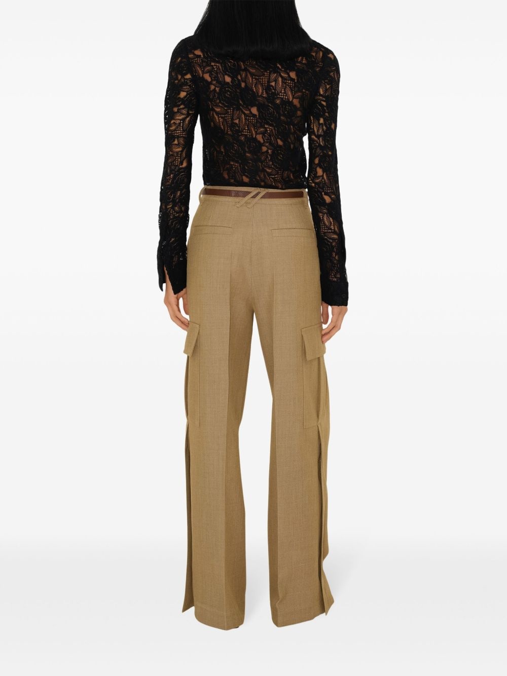 wide-leg wool cargo trousers - 4