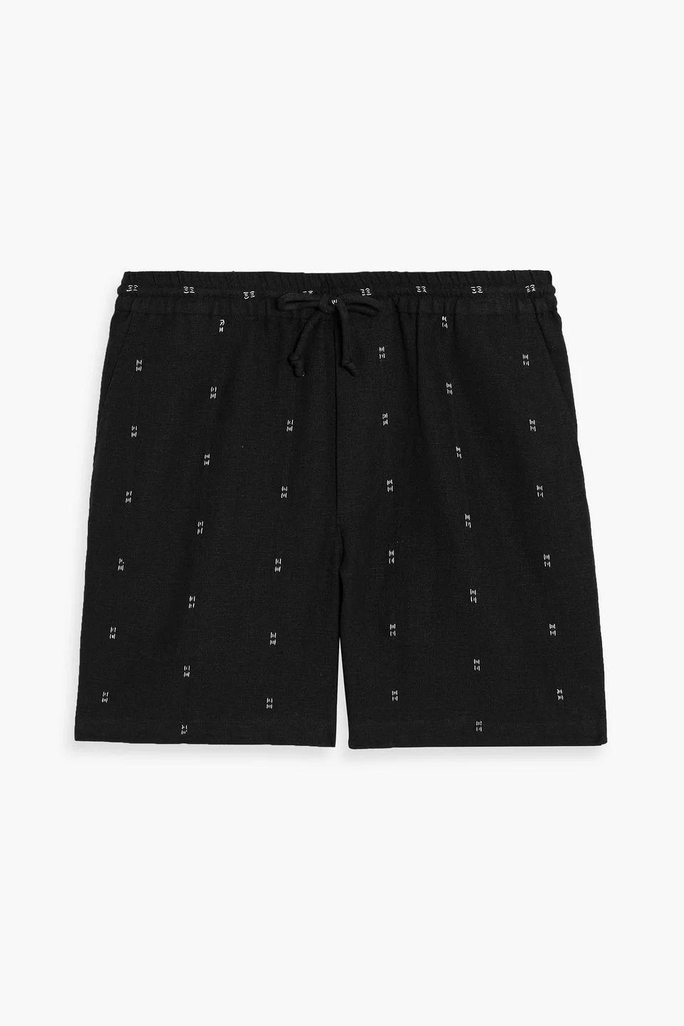 Marc embroidered cotton and linen-blend drawstring shorts - 1