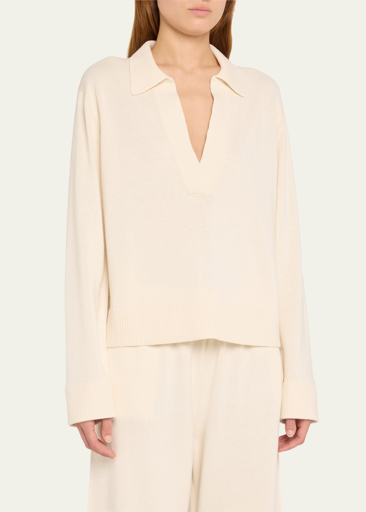 Bobbie Cotton and Cashmere Polo Sweater - 3