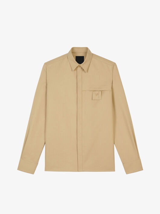 SHIRT IN GABARDINE WITH GRAPHIC POCKET - 1