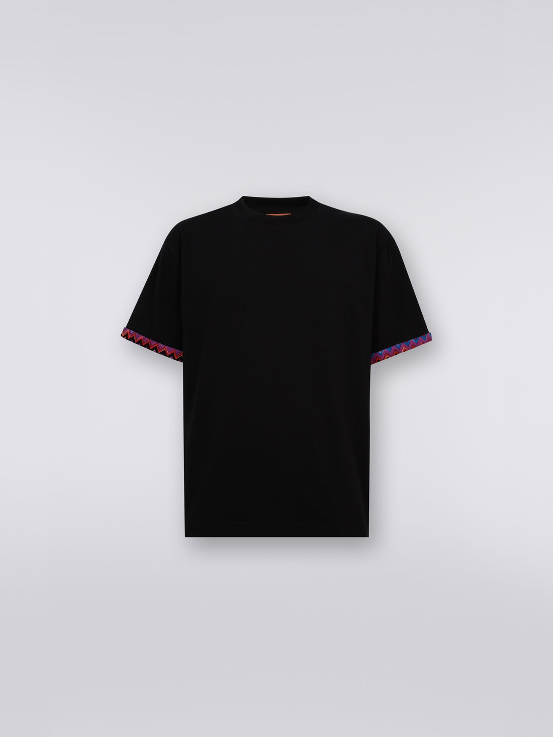 Cotton jersey T-shirt with zigzag turn-ups - 1
