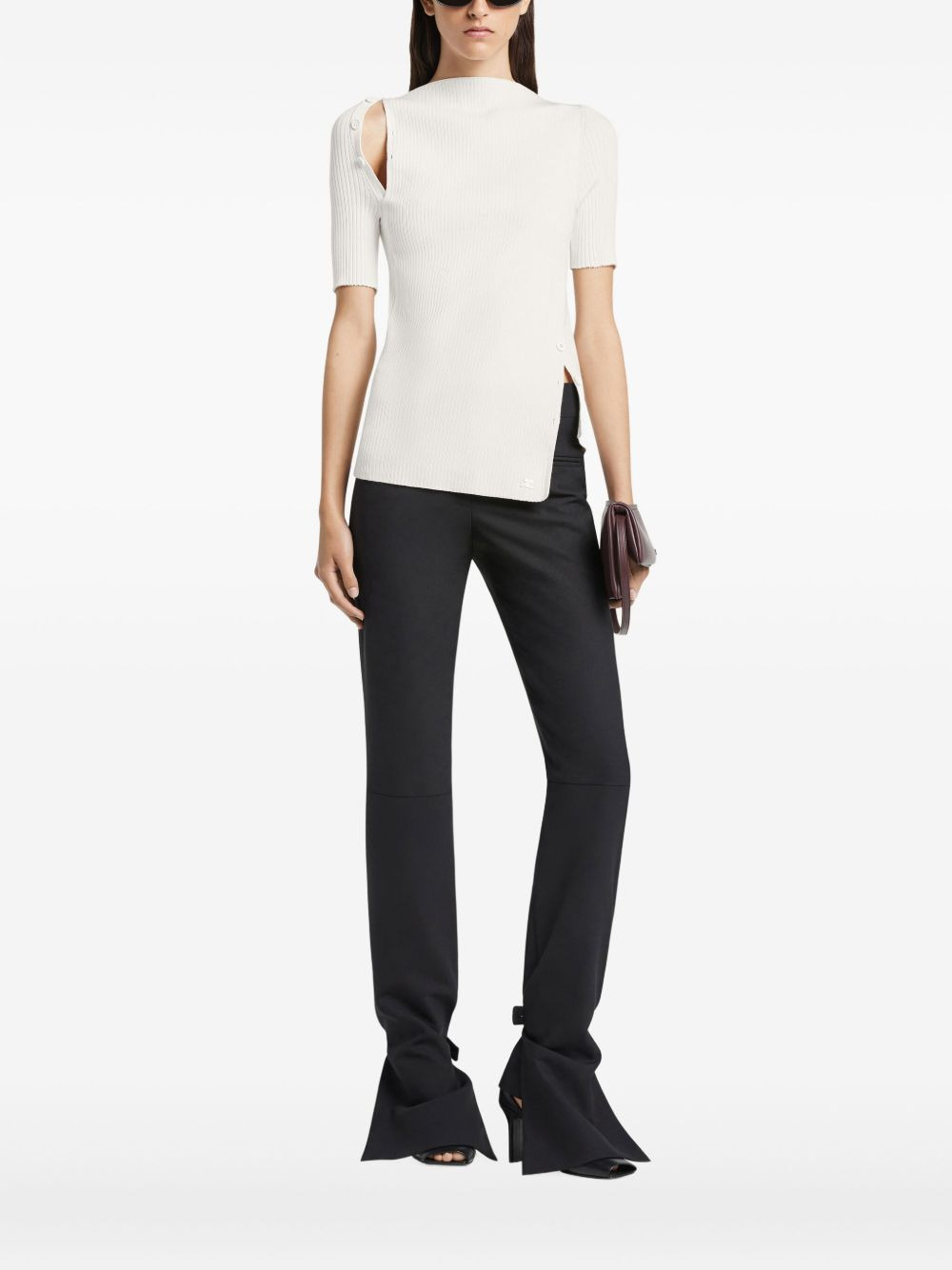 cut-out ribbed-knit top - 2