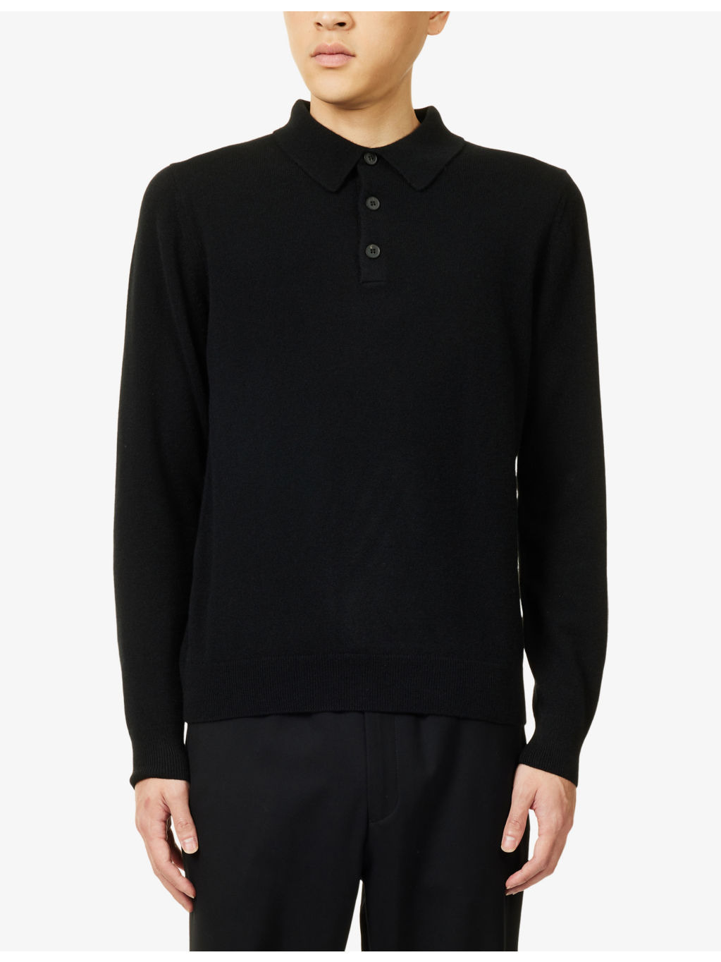 Long-Sleeve Cashmere Knitted Polo Shirt - 3
