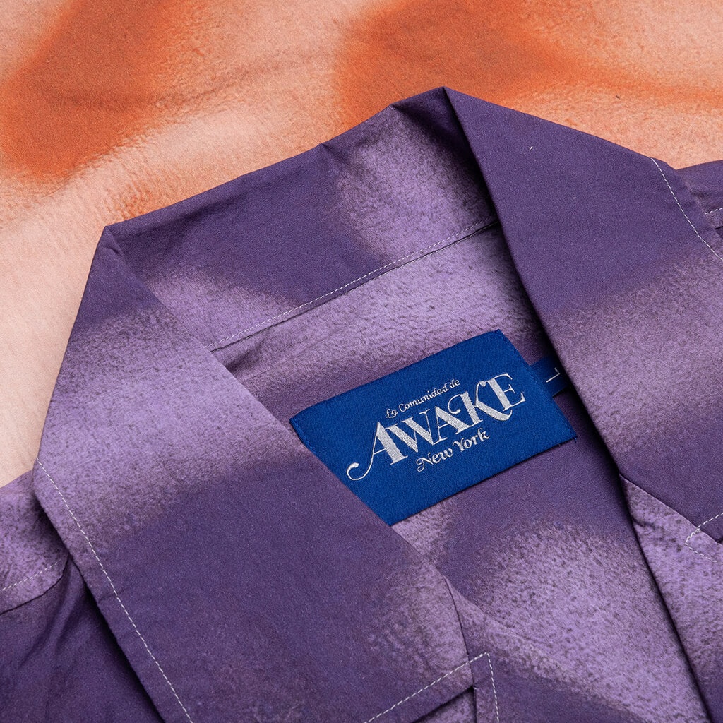AWAKE NY X MUNDO DIP DYED CAMP SHIRT - MAGENTA/ORANGE - 3