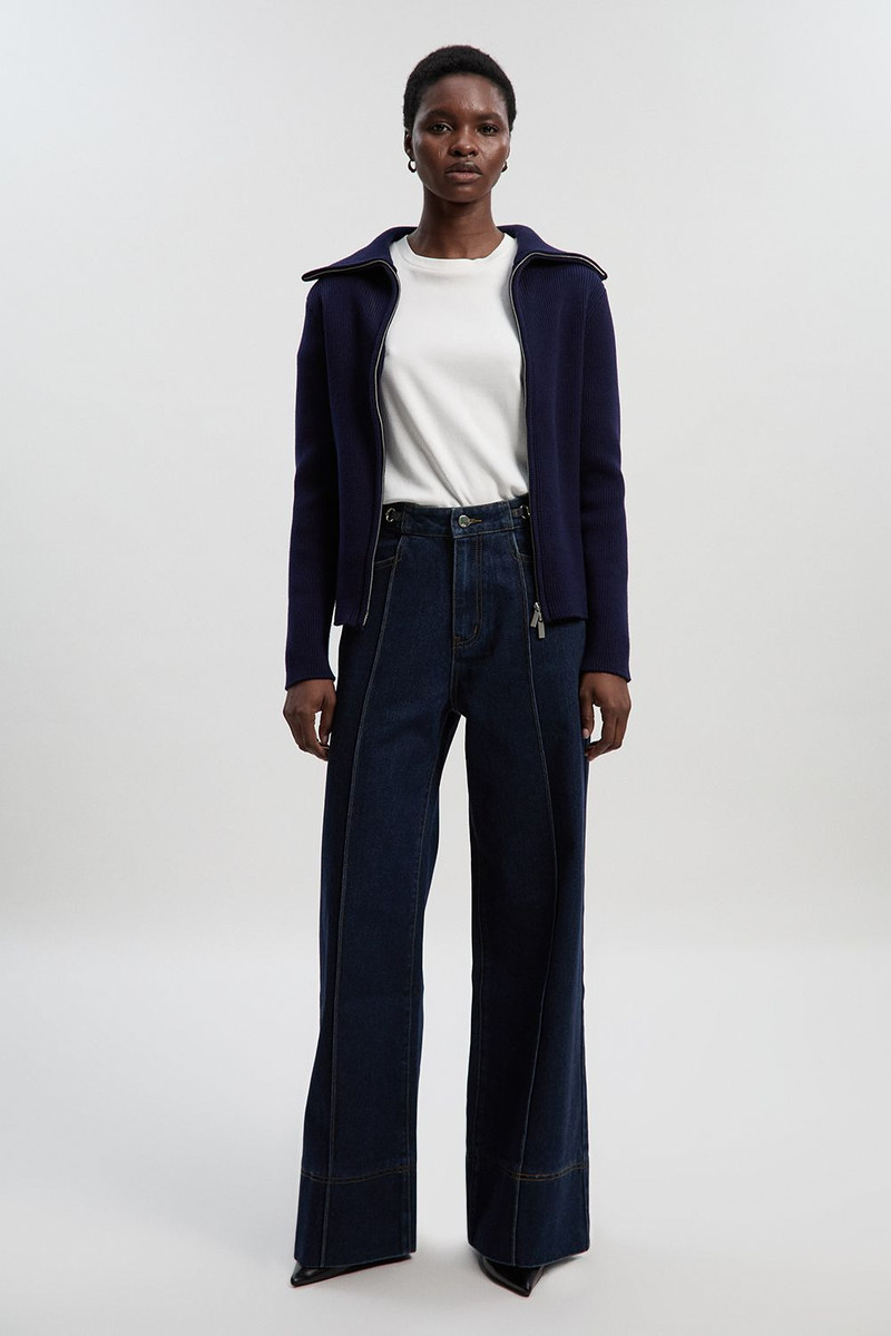 Denim Snaffle Wide Leg Trouser 1