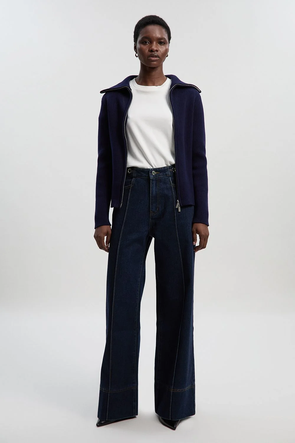 Denim Snaffle Wide Leg Trouser - 1