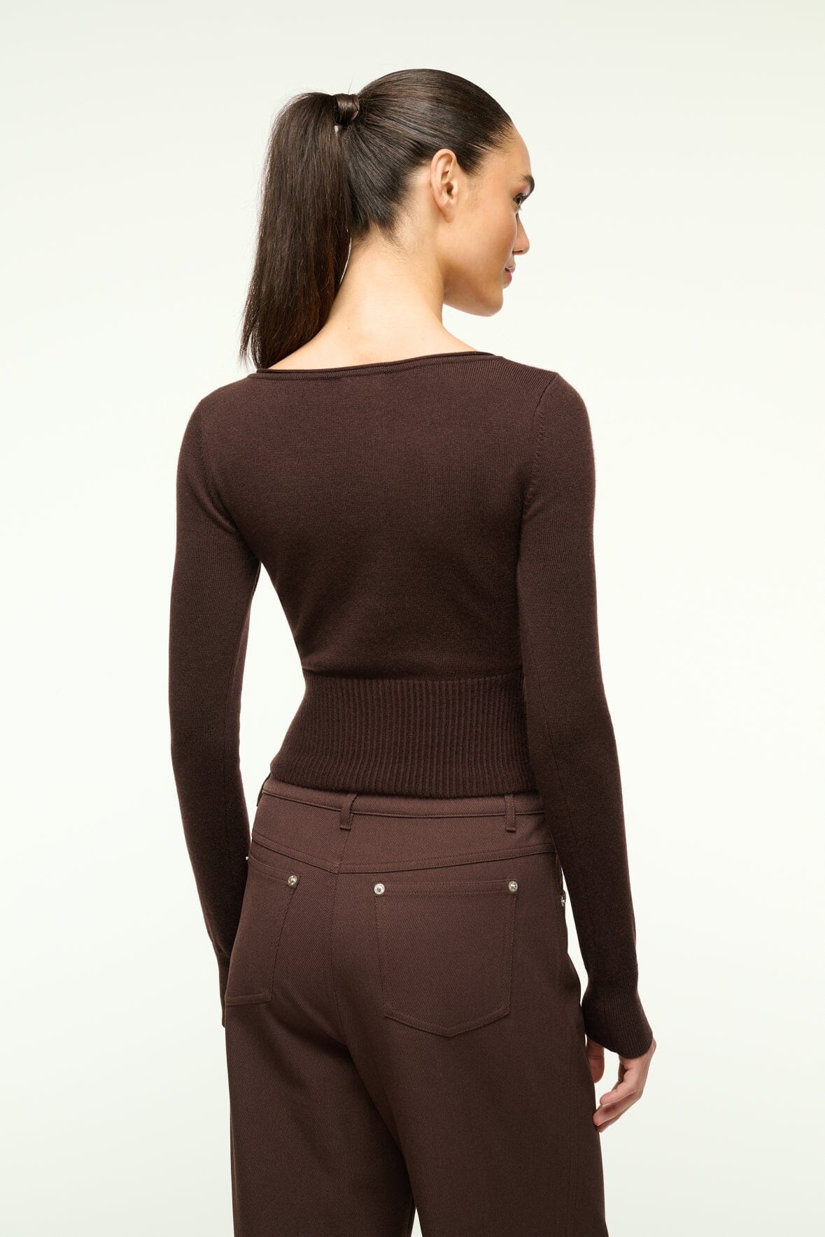 STAUD SABRINA SWEATER DARK CHOCOLATE - 5