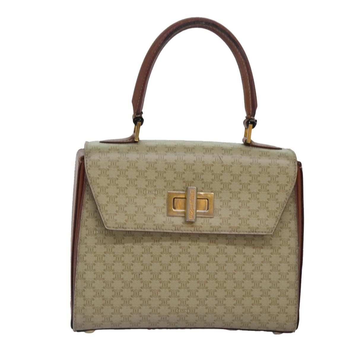 CELINE Macadam Canvas Hand Bag Pvc Leather Beige - 13