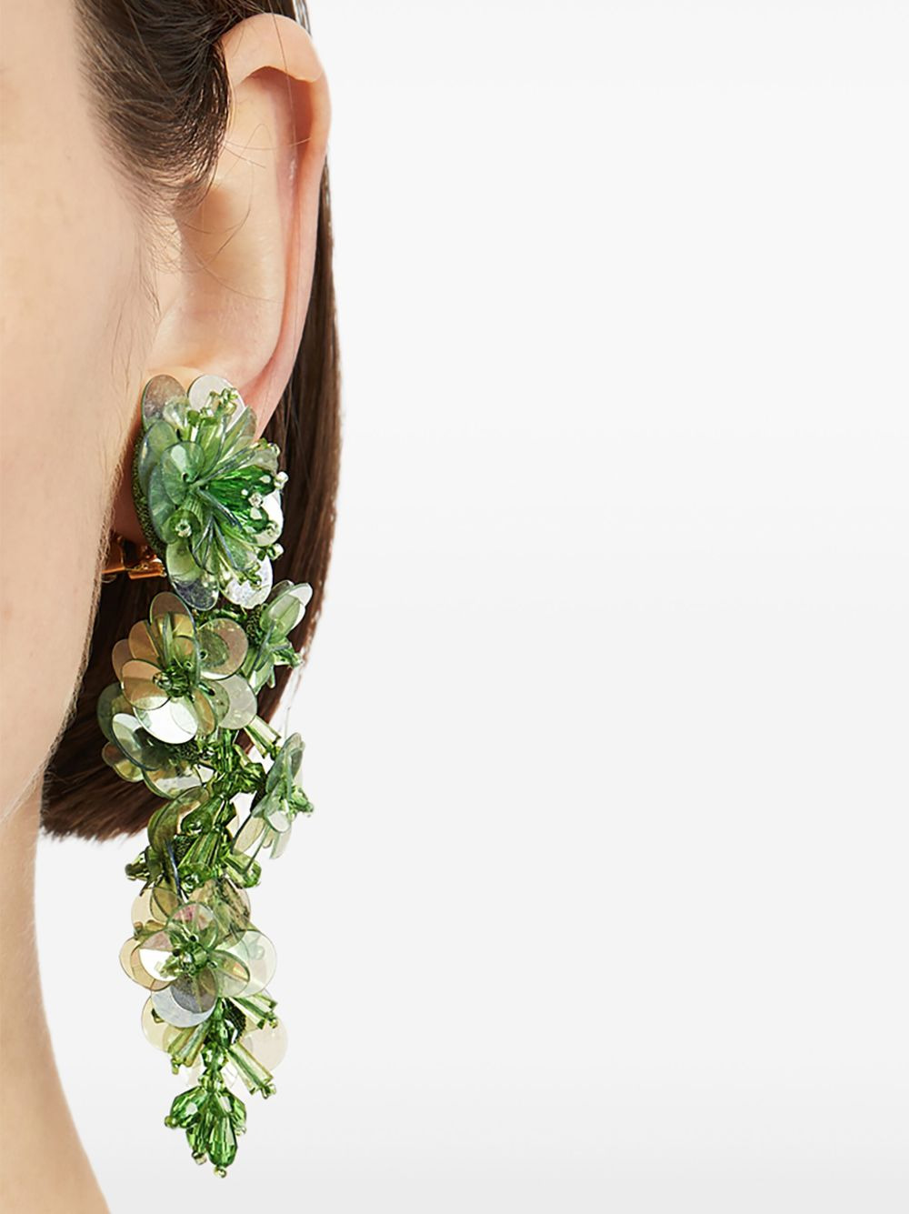 flower-sequin dangling earrings - 2