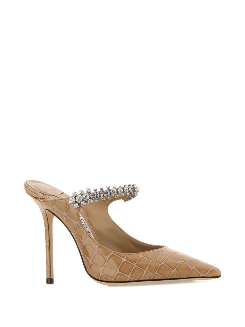 JIMMY CHOO embossed-print embellishment mules outlook