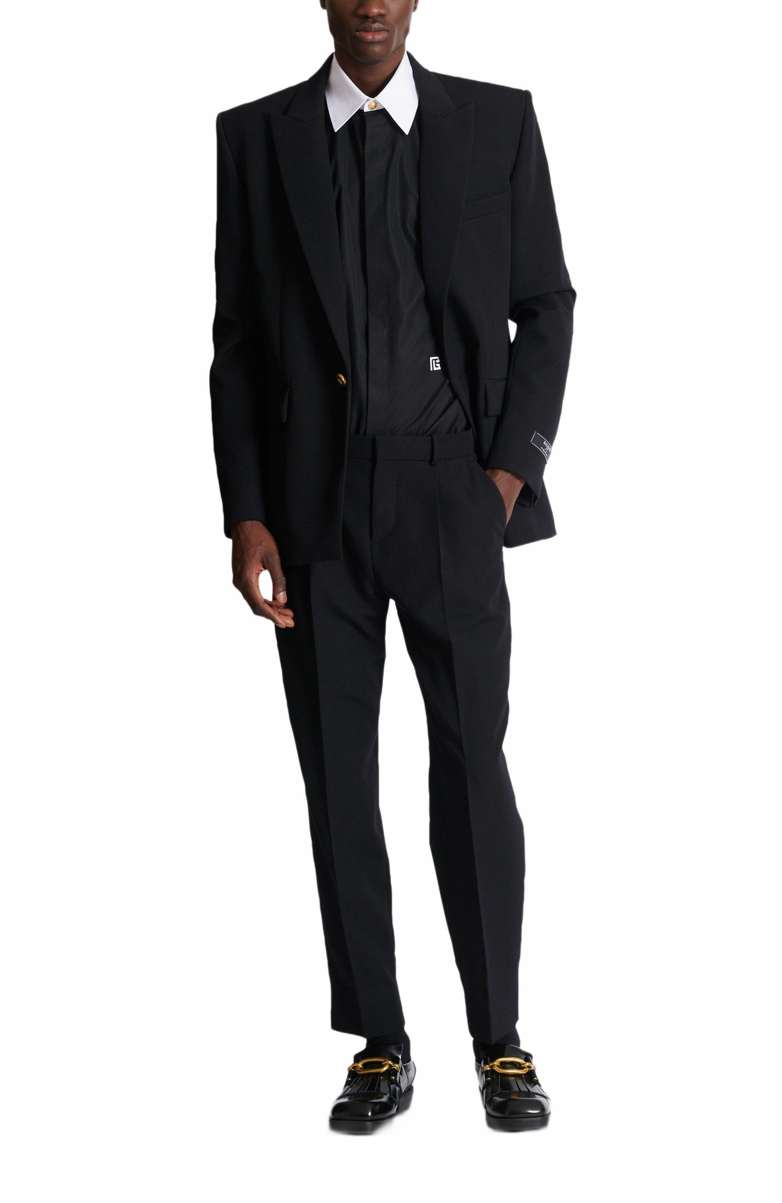 Balmain PB two-tone poplin shirt in Black at Nordstrom - 3