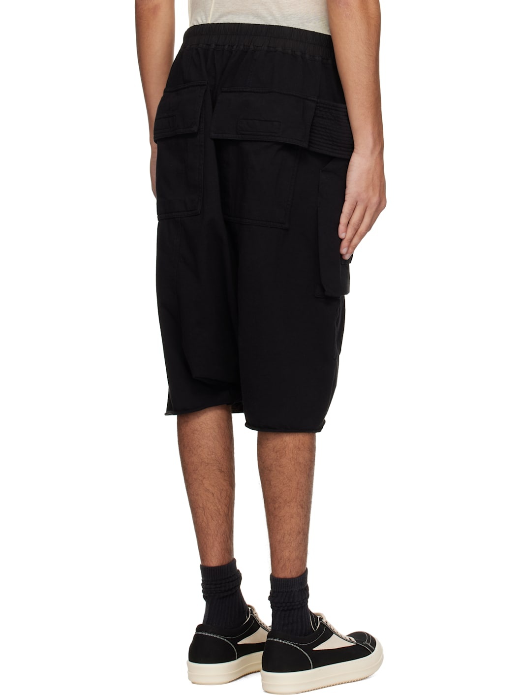 Black Hollywood Creatch Drawstring Cargo Shorts - 3