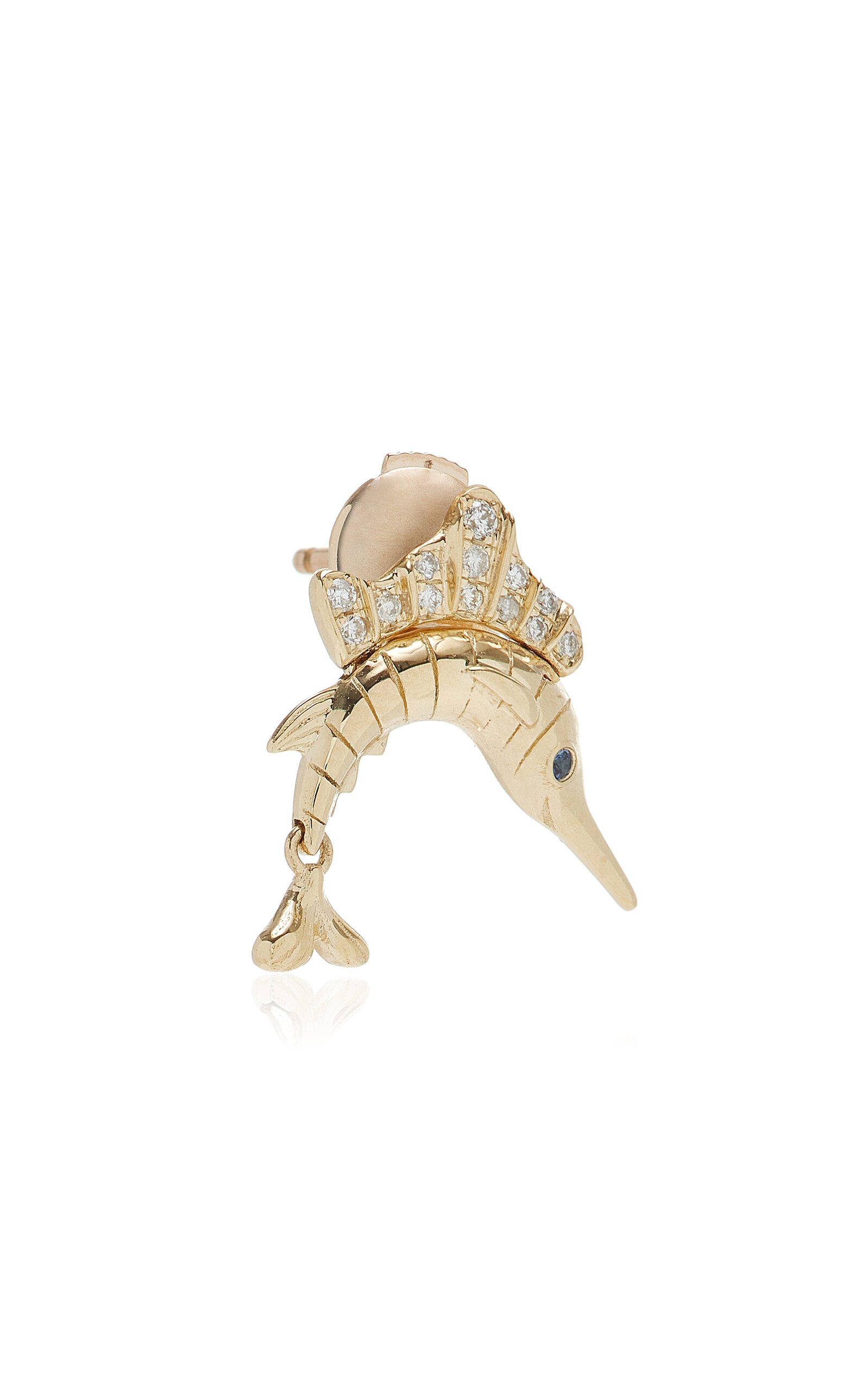 9K Yellow Gold, Diamond And Sapphire Single Earring gold - 3
