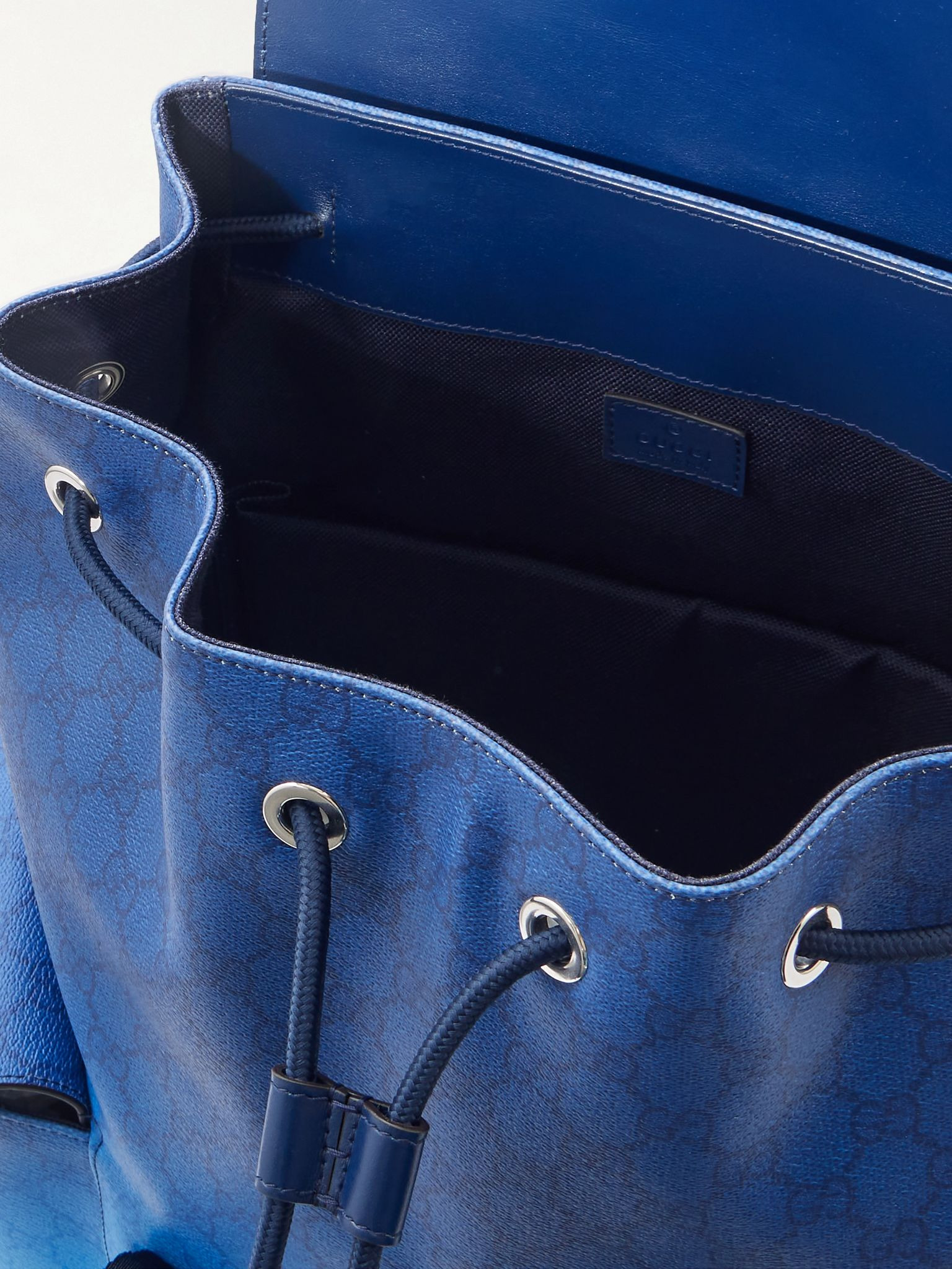 Gucci Chroma Dégradé Monogrammed Webbing-Trimmed Coated-Canvas Backpack Blue - 5