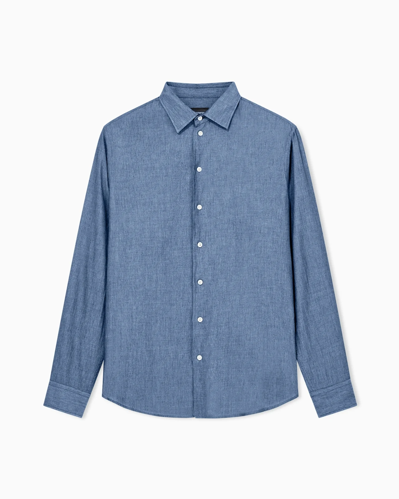 DENIM-EFFECT COTTON CHAMBRAY SHIRT WITH A CLASSIC COLLAR - 1