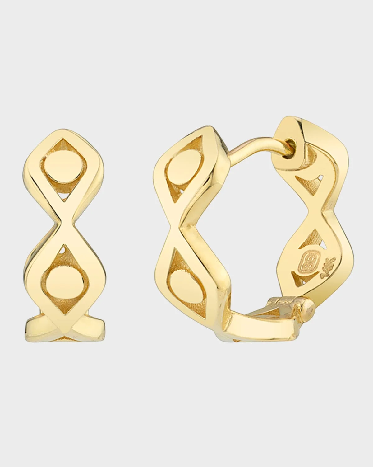 14k Evil Eye Huggie Hoop Earrings - 1
