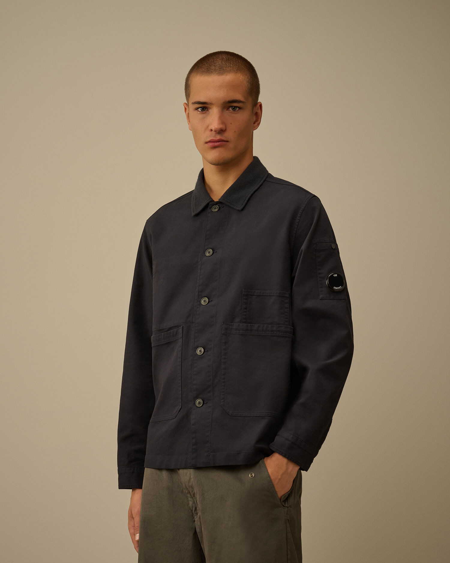 Cotton/Nylon Double Satin Lens Utility Button Overshirt - 3