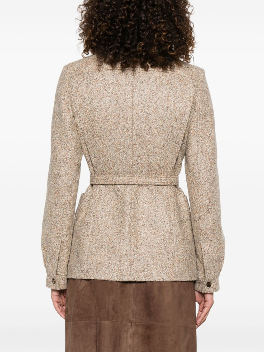 belted speckled wool jacket - 4
