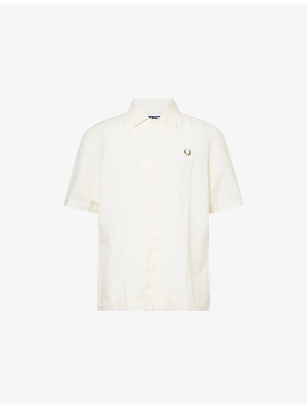Jacquard Short-Sleeves Linen And Cotton Shirt - 1