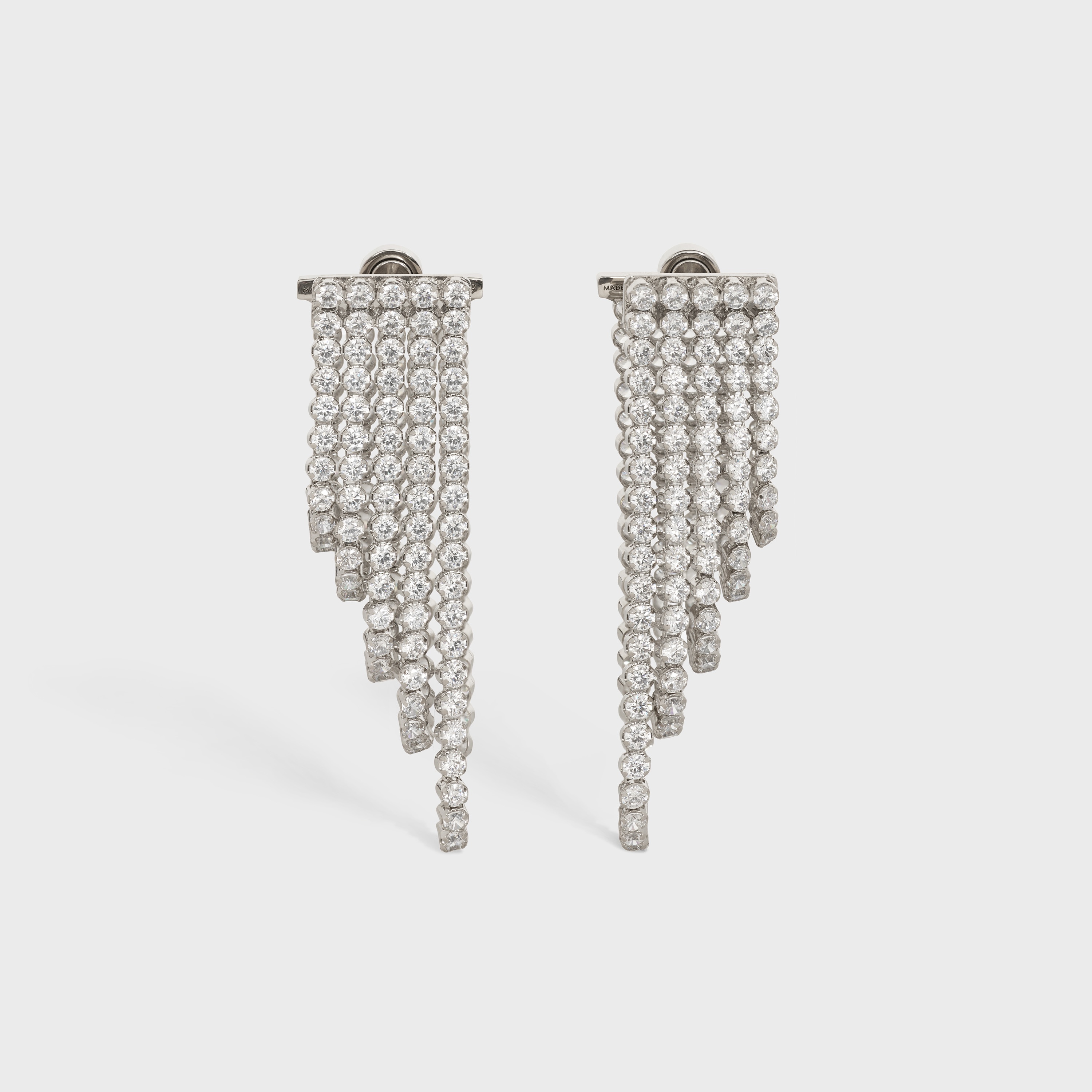 Edwige Cascade Earrings in Brass with Rhodium  Finish and Crystals - 1