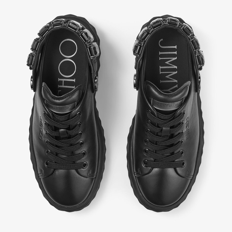 Diamond Maxi Crystal
Black Nappa Leather Slipper Trainers with Crystal Strap 6