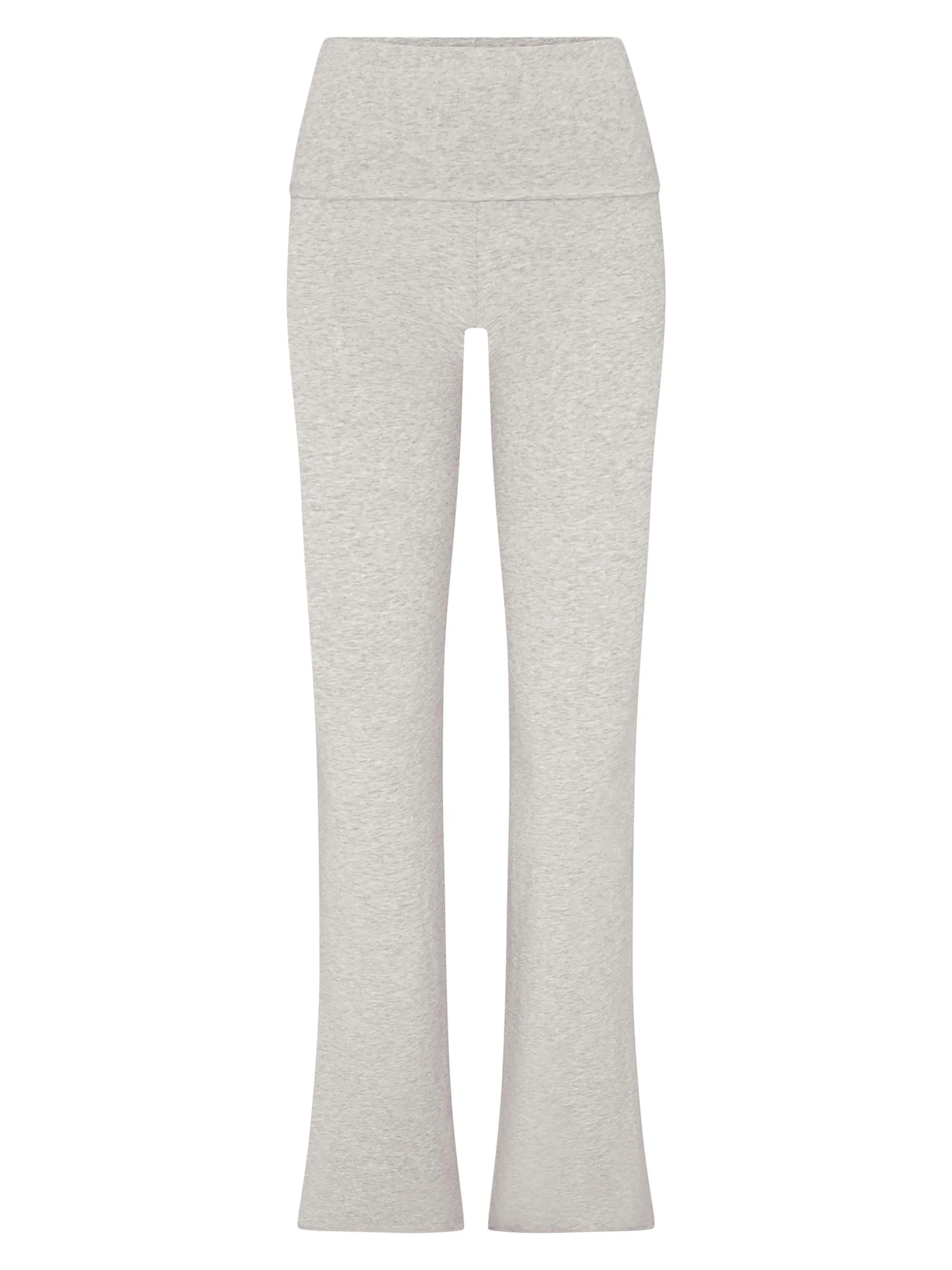 Women's Cotton Jersey Foldover Pants - Light Heather Grey - 1