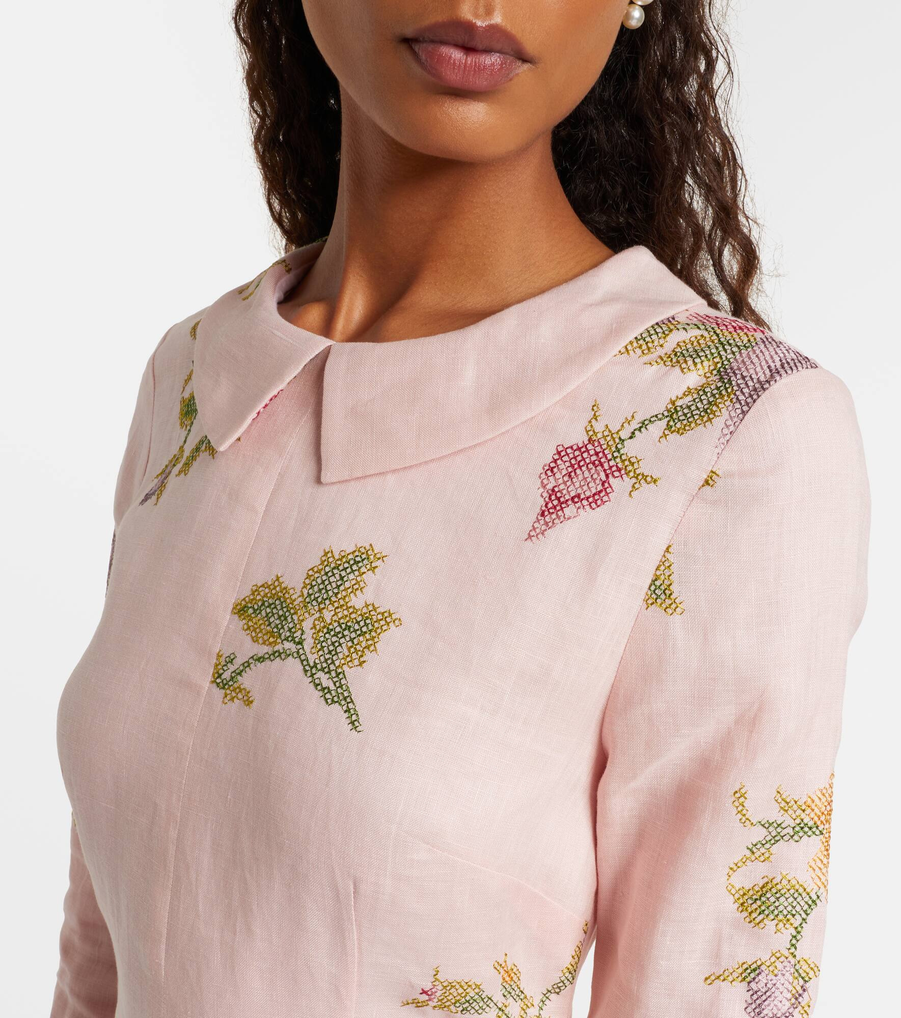 Floral linen midi dress - 4