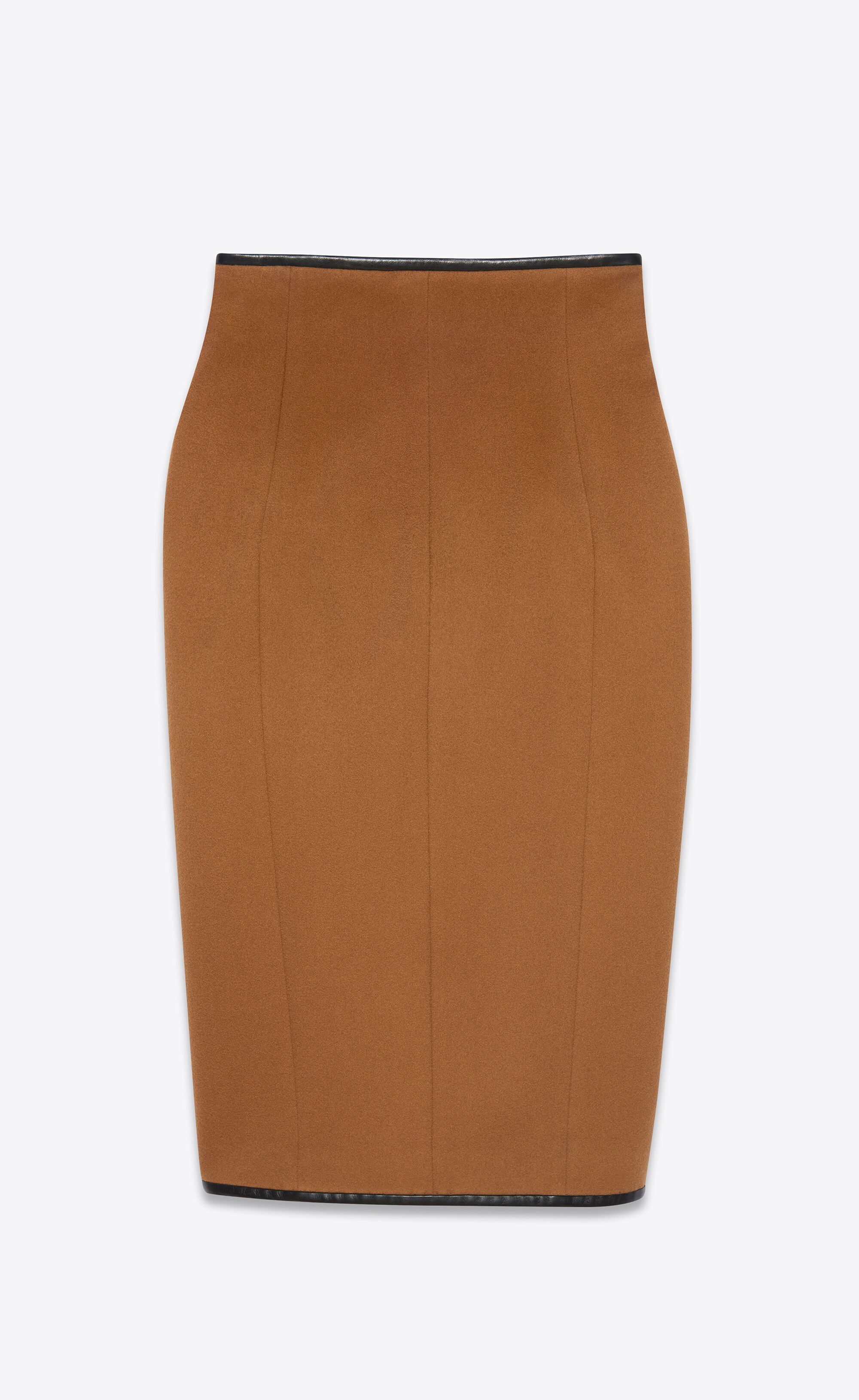 high-rise wrap skirt in flannel wool cashmere and leather - 2