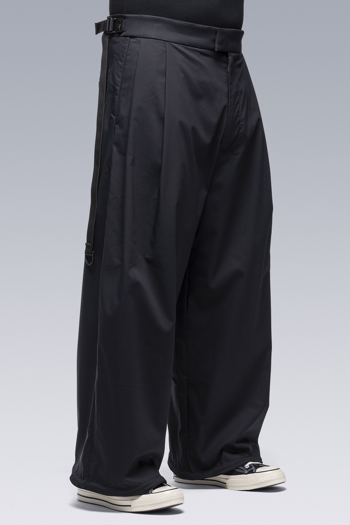 P48-CH Micro Twill Pleated Trouser Black - 4