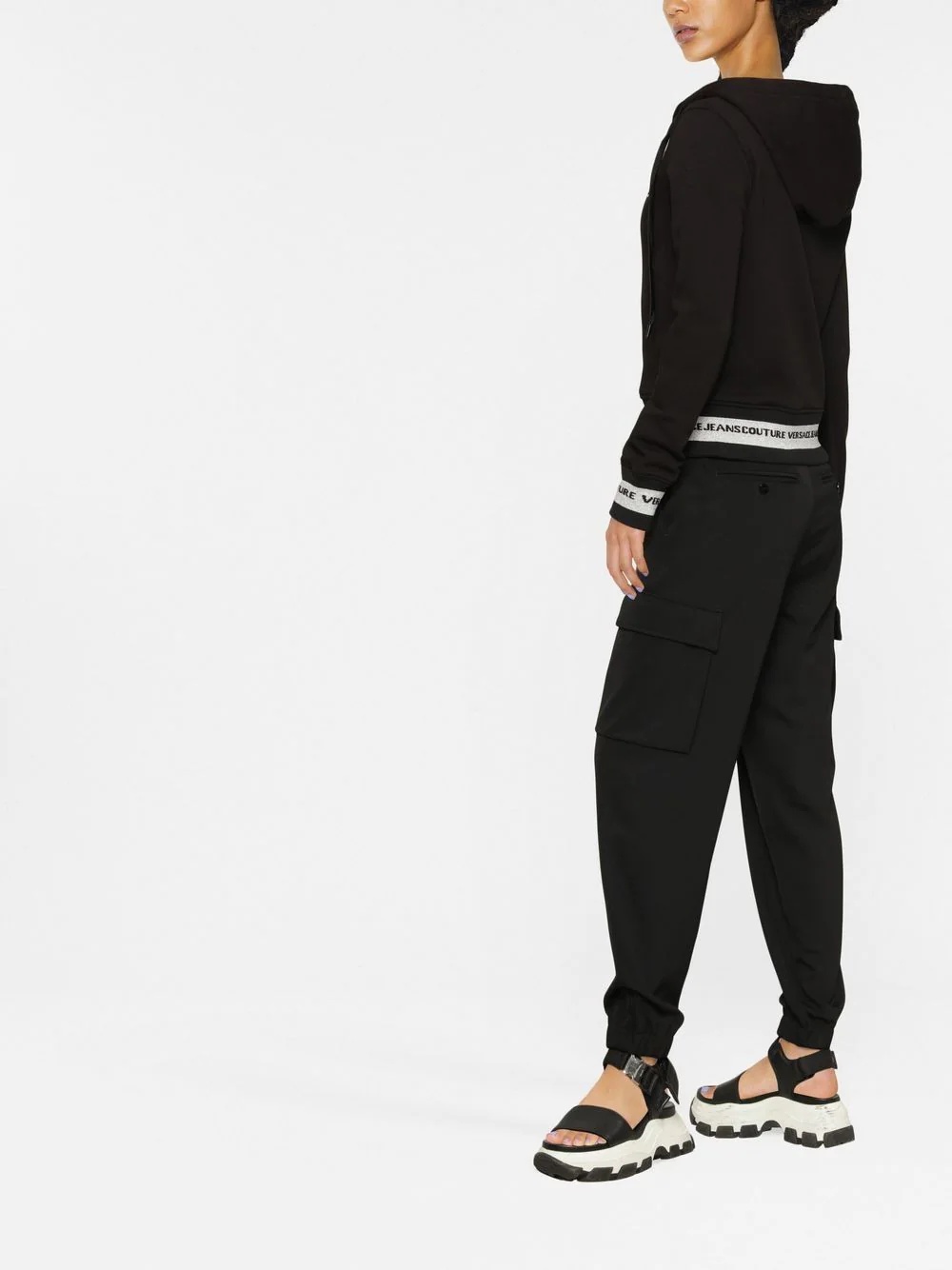 logo-embroidered zip-up hoodie - 3