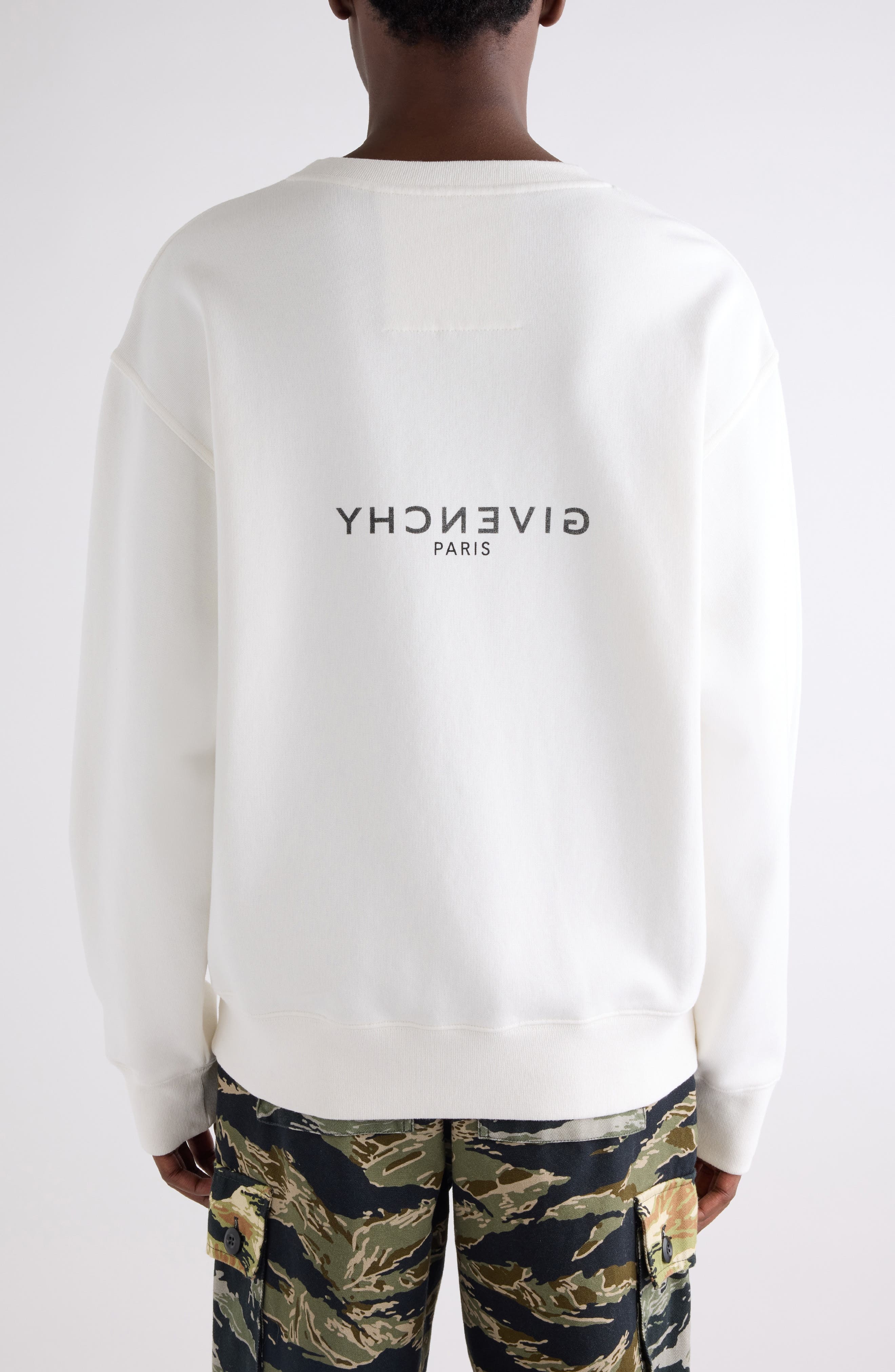 Givenchy Boxy Fit Reverse Logo Graphic Sweatshirt in Off White at Nordstrom - 3