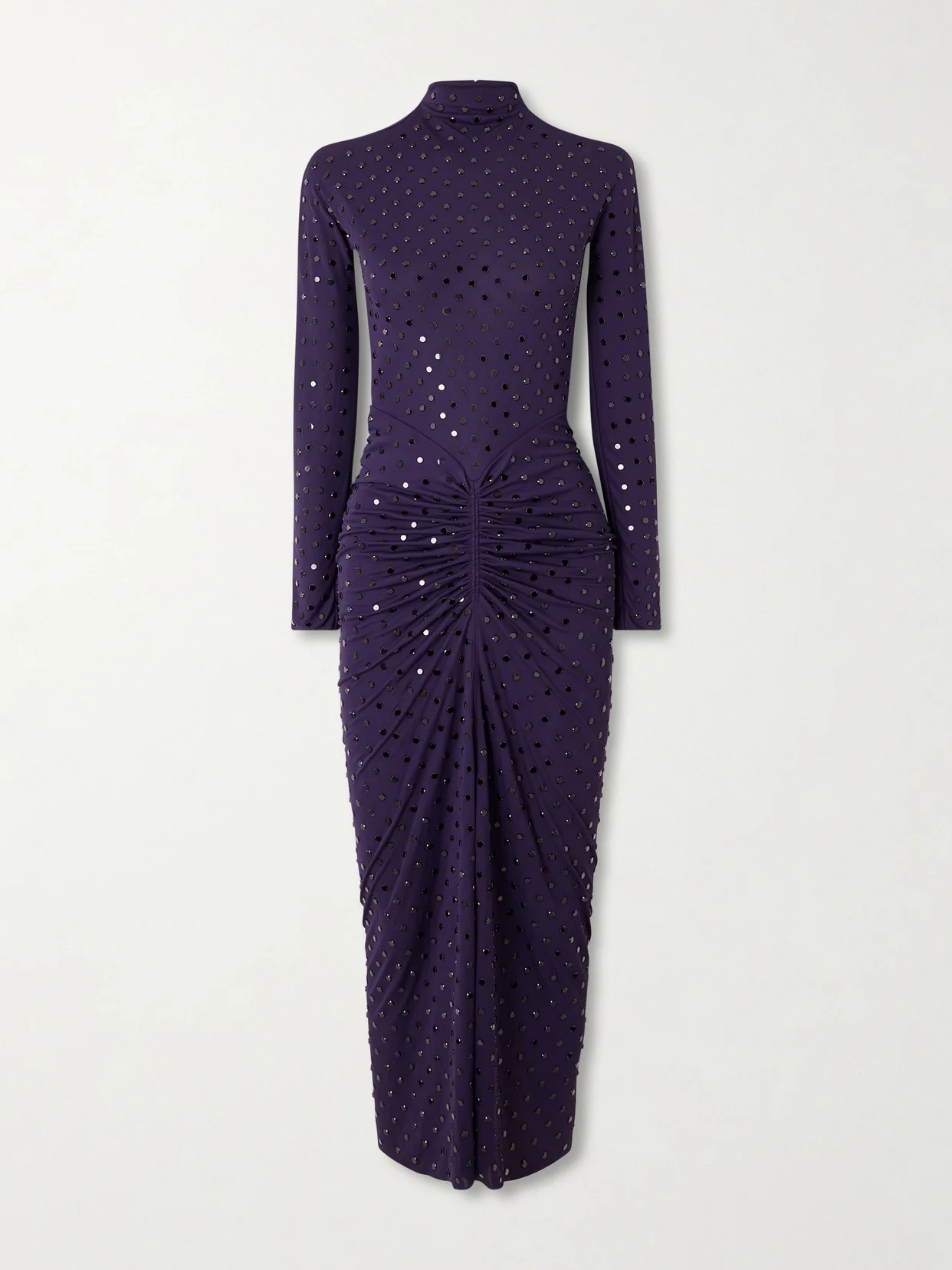 Gathered Crystal-embellished Jersey Midi Dress - 1