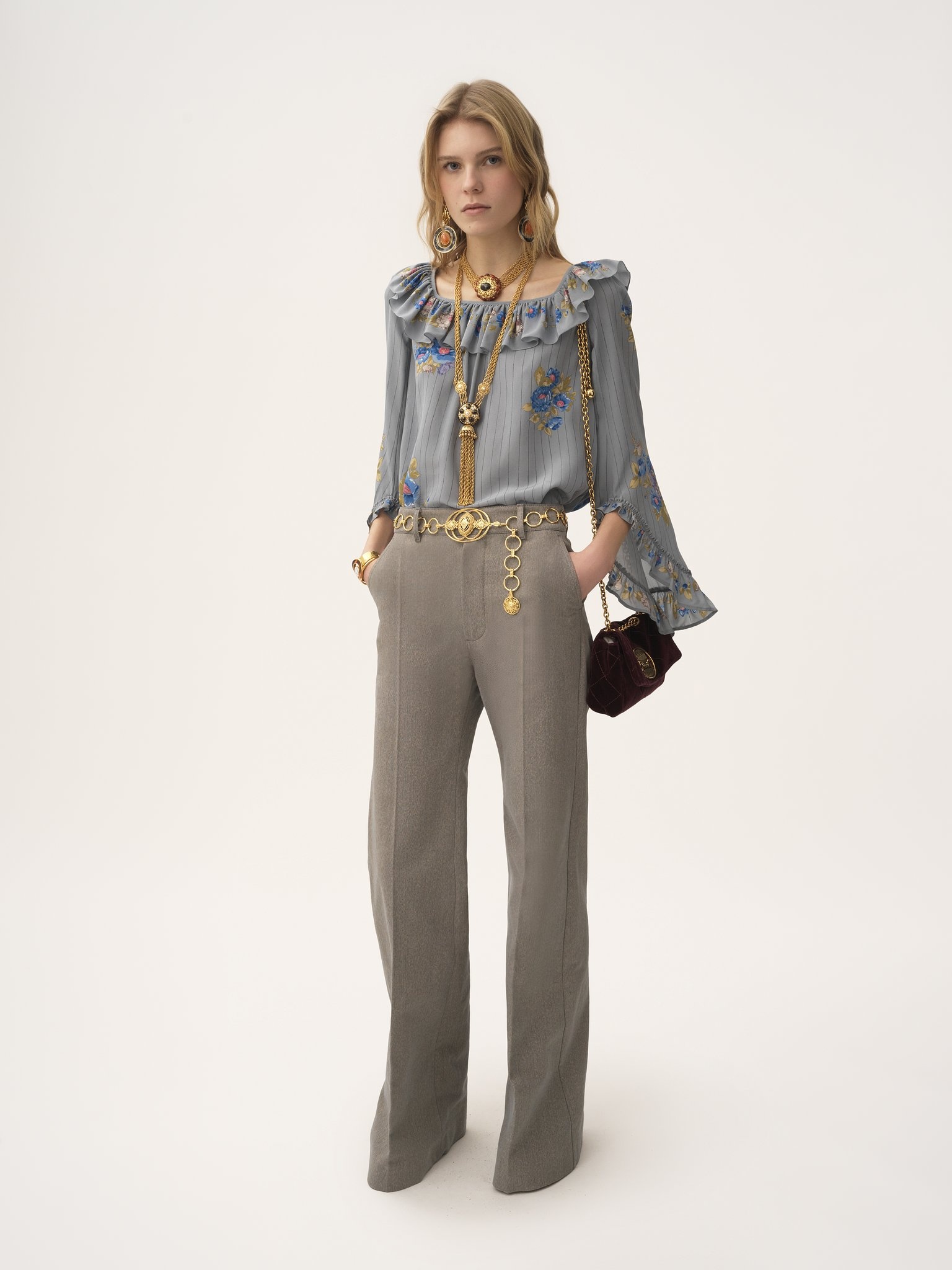 SQUARE-NECK RUFFLE TOP IN CRÊPE DE CHINE - 3