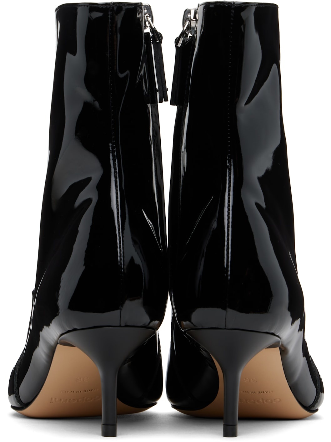 Black Patent Star Cut-Out Low Boots - 2
