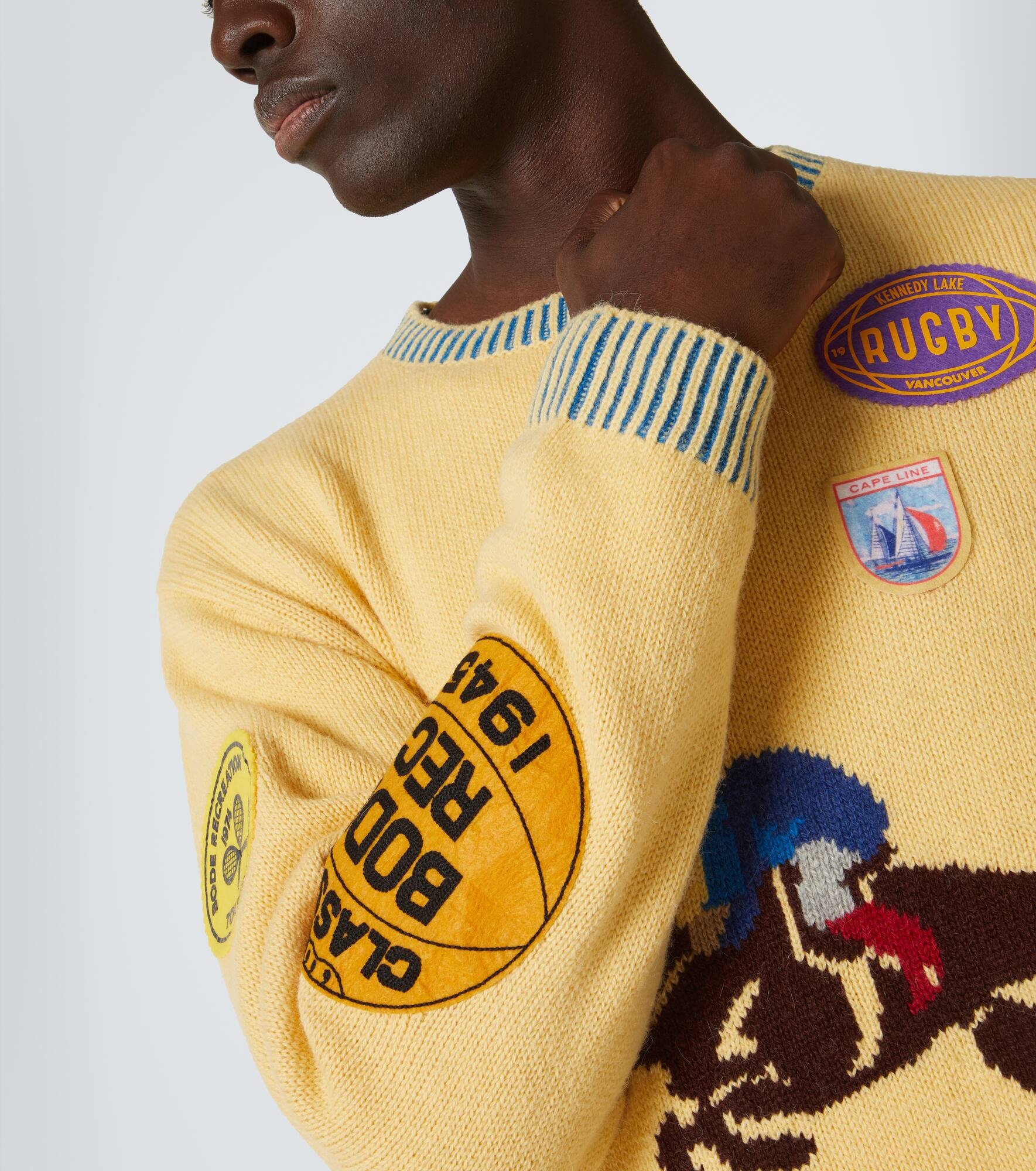 Jockey patch-appliqué alpaca and wool sweater - 7