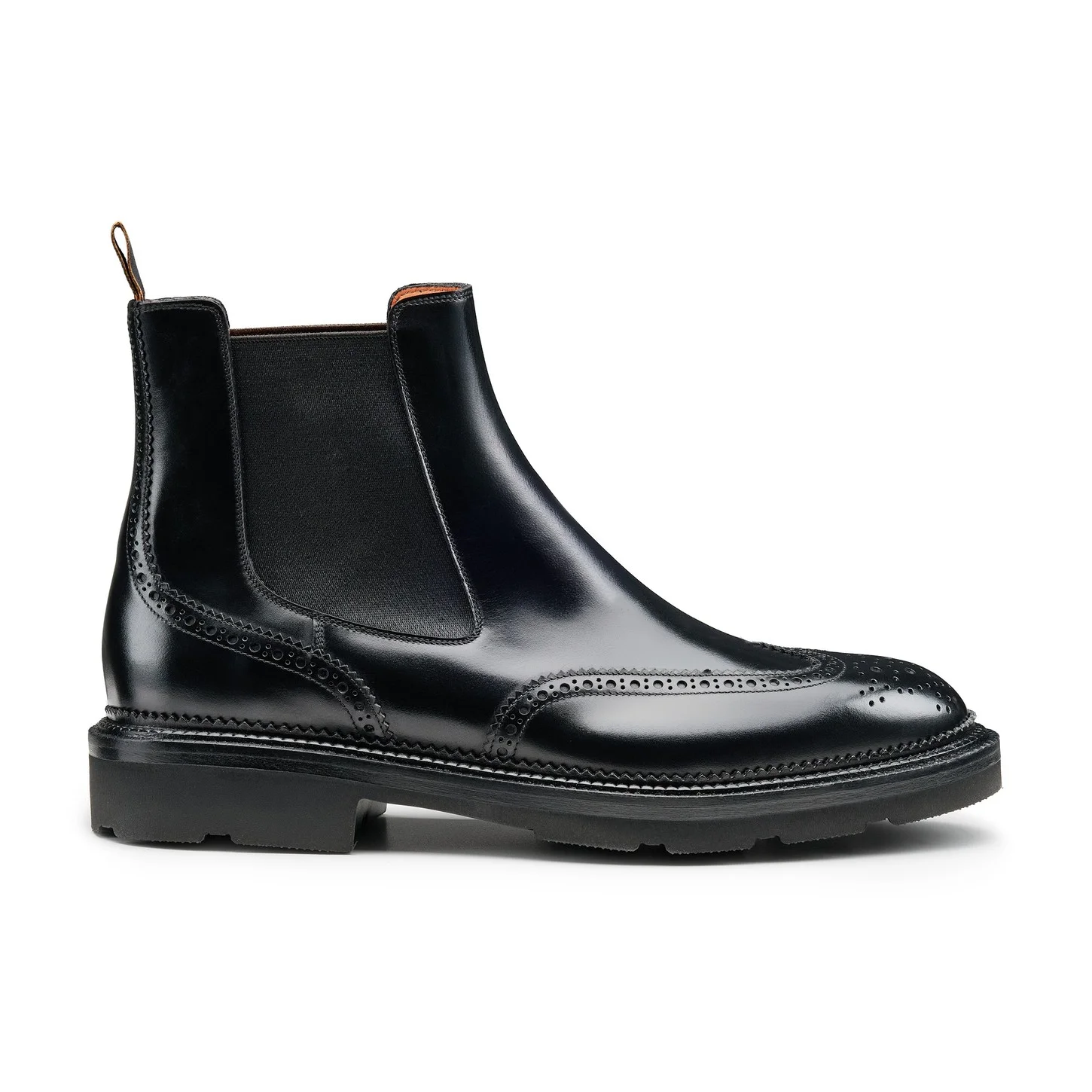Men's black leather brogue Chelsea boot - 1