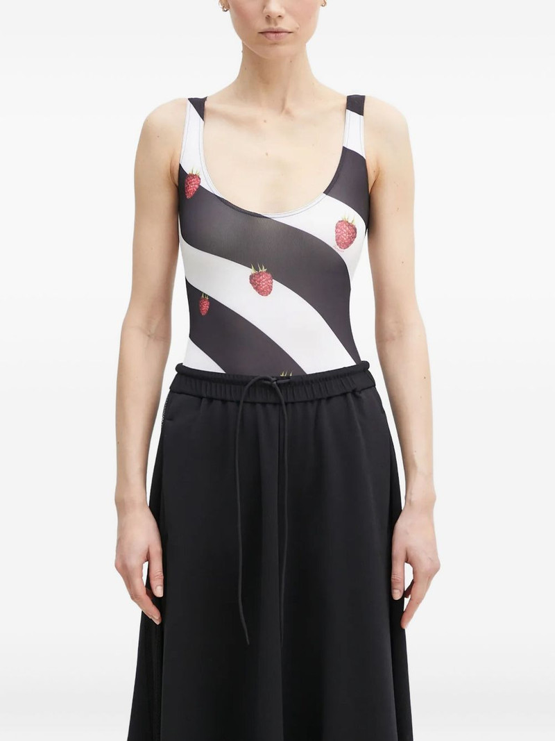 raspberry-print striped bodysuit 1