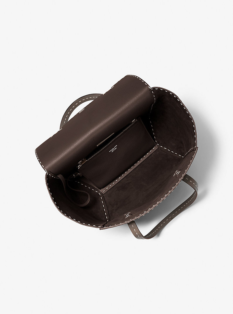MICHAEL KORS COLLECTION Sophia Hand-Stitched Pebbled Leather Satchel outlook