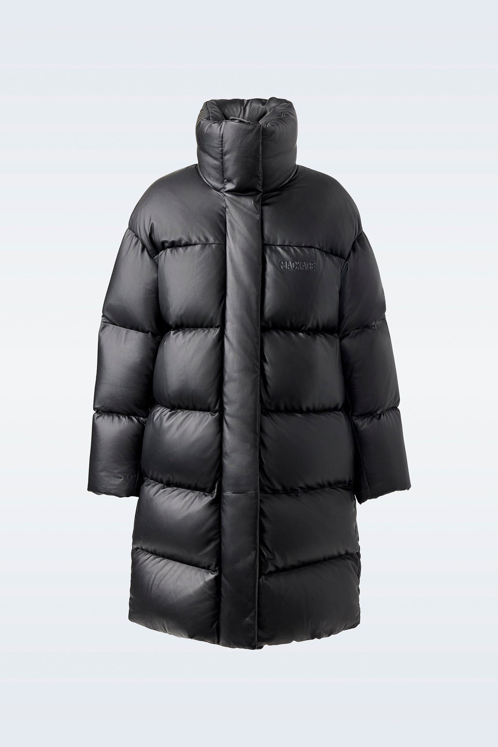 SAYA Leather down parka with stand collar - 1