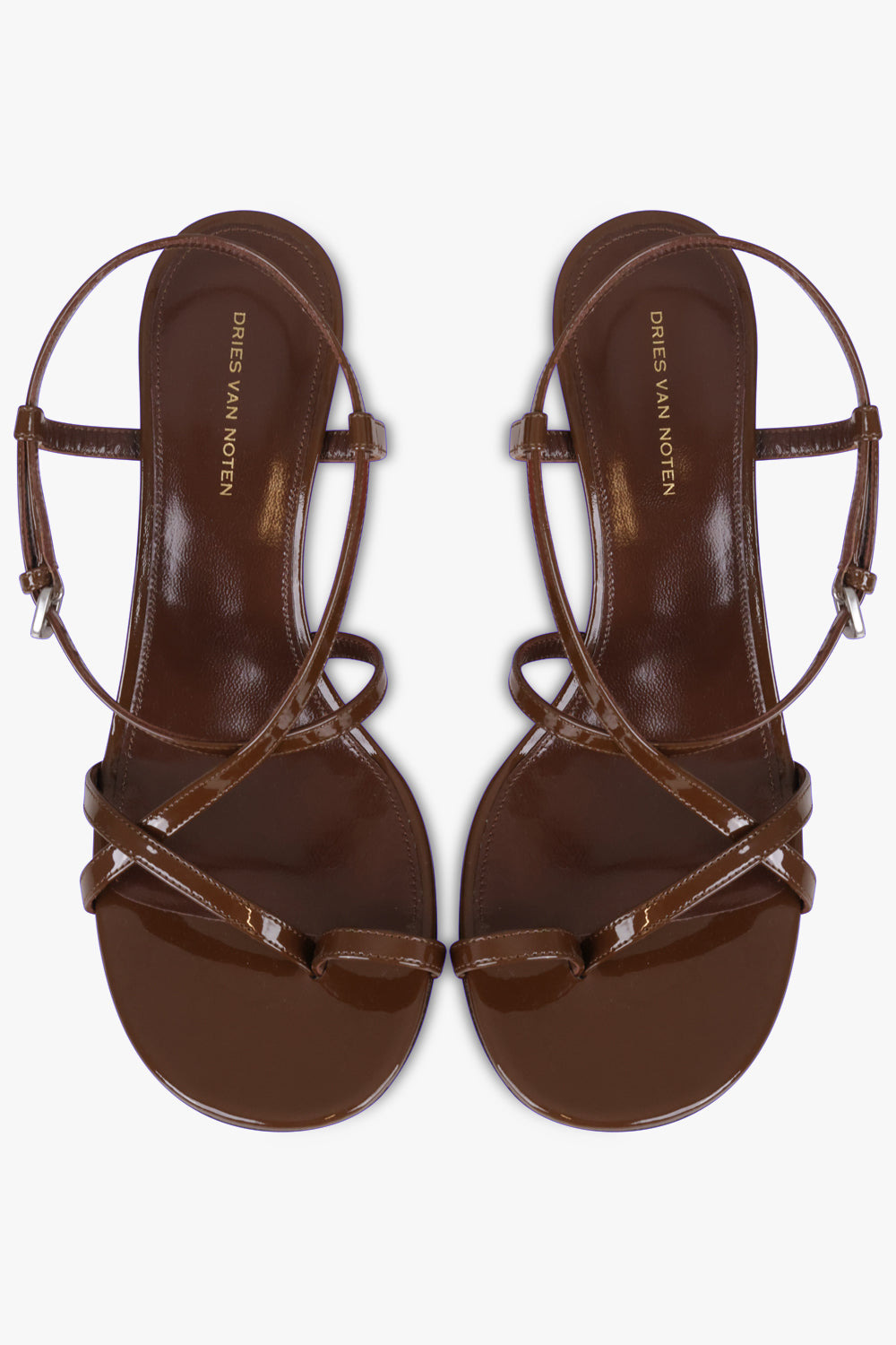 SCULPTURAL WEDGE 75MM PATENT SANDAL | DARK BROWN/PINK - 5