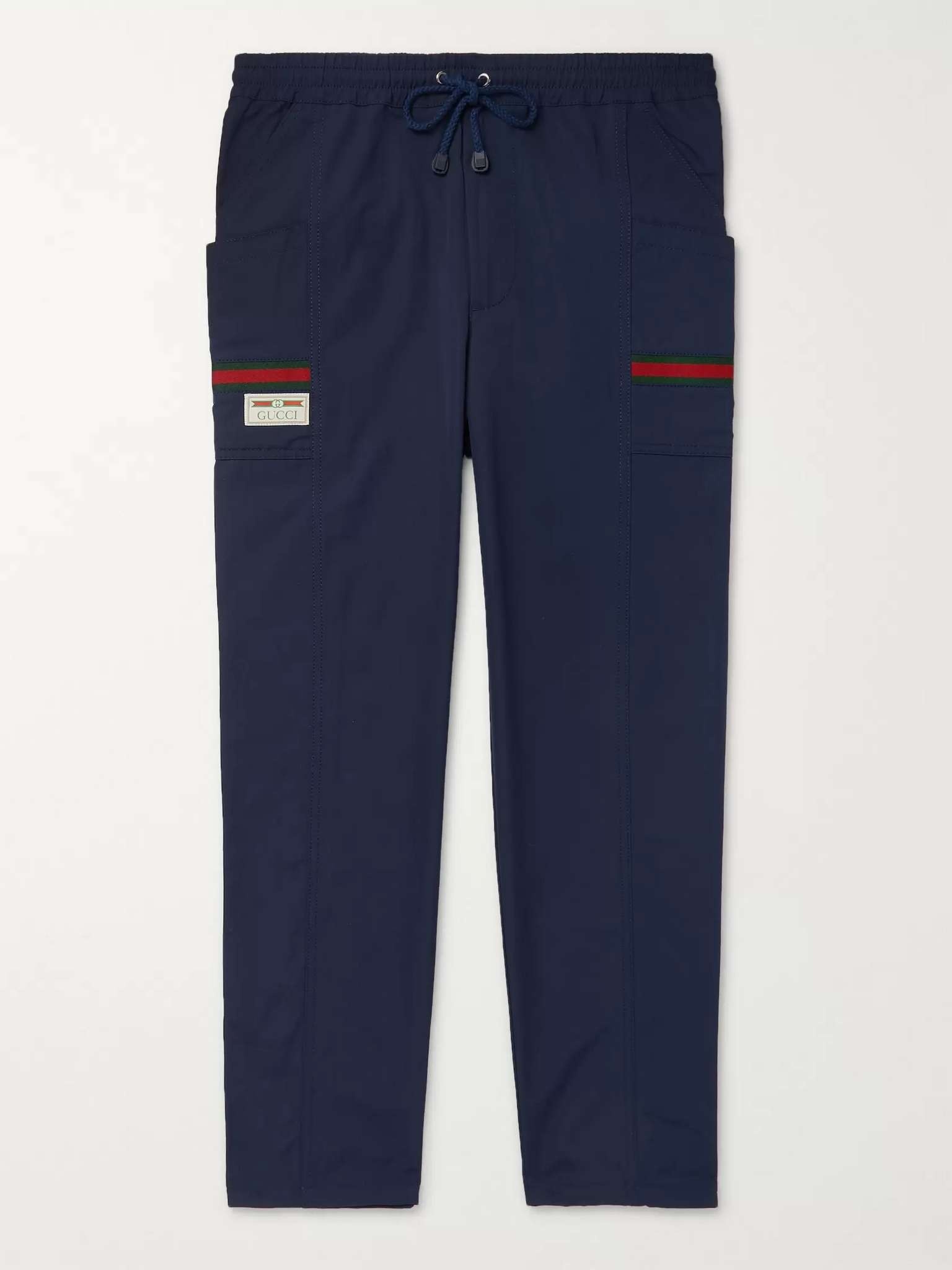 Navy Tapered Logo-Appliquéd Tech-Jersey Drawstring Trousers - 1