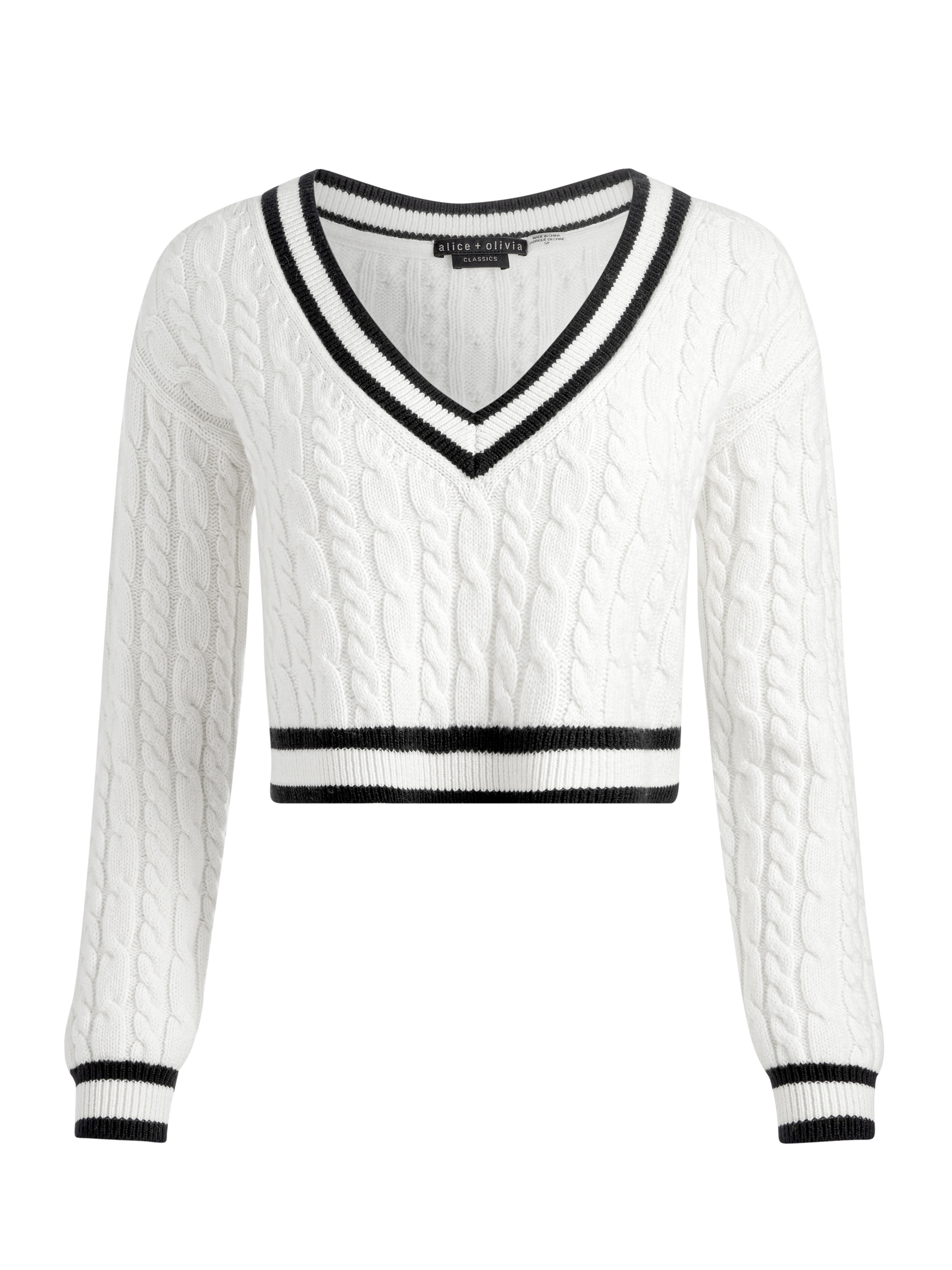 AYDEN CROPPED V-NECK PULLOVER - 1