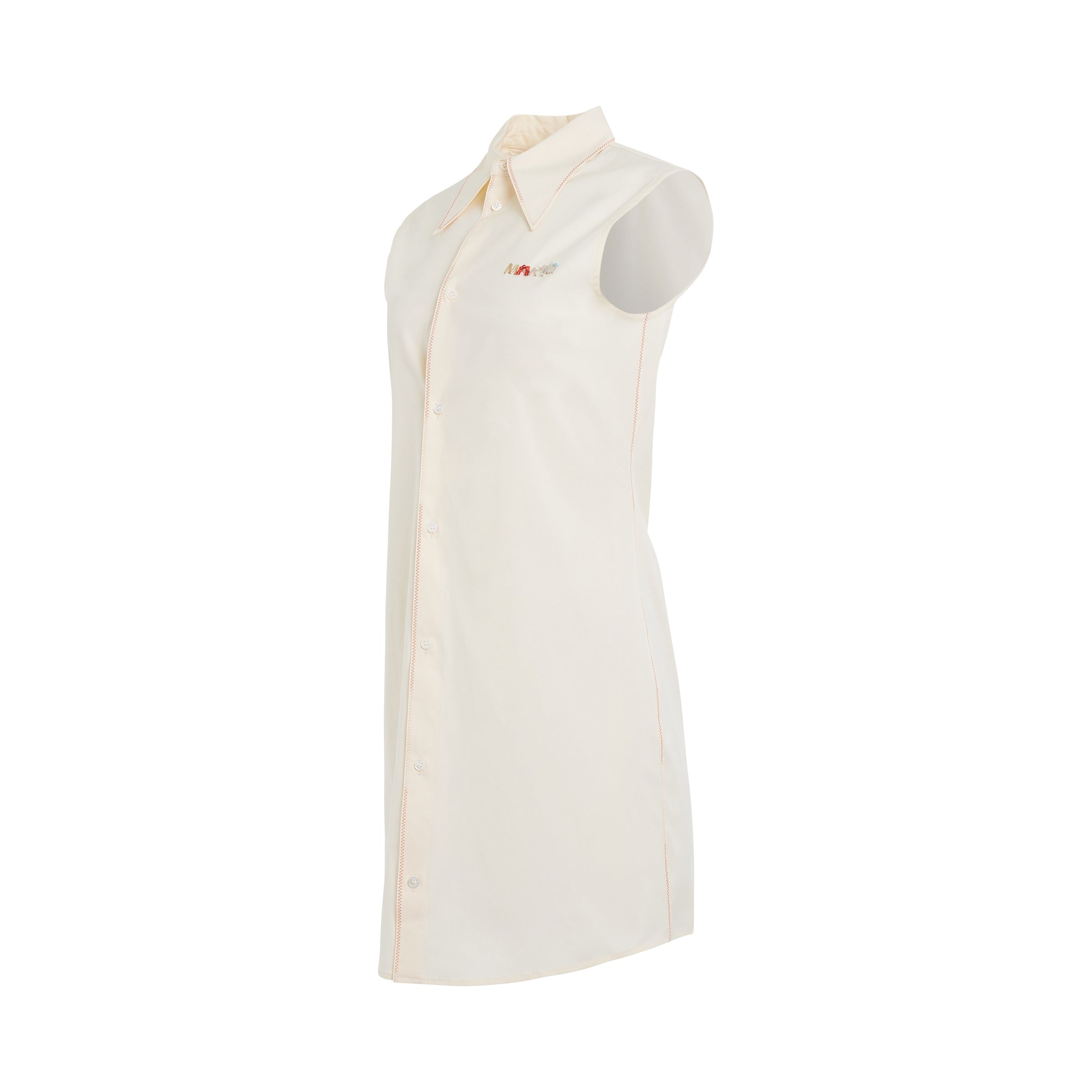 Poplin Shirt Dress in Antique White - 2
