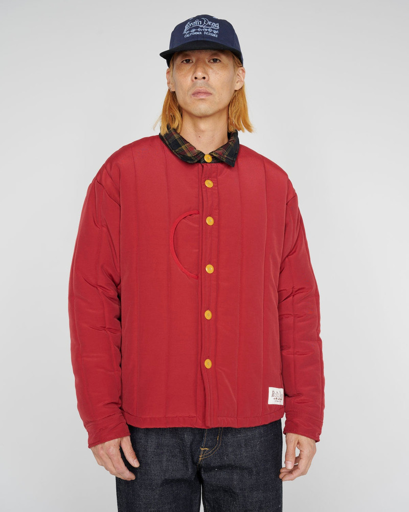 Puffer Button Up Shirt Jacket - Red 6