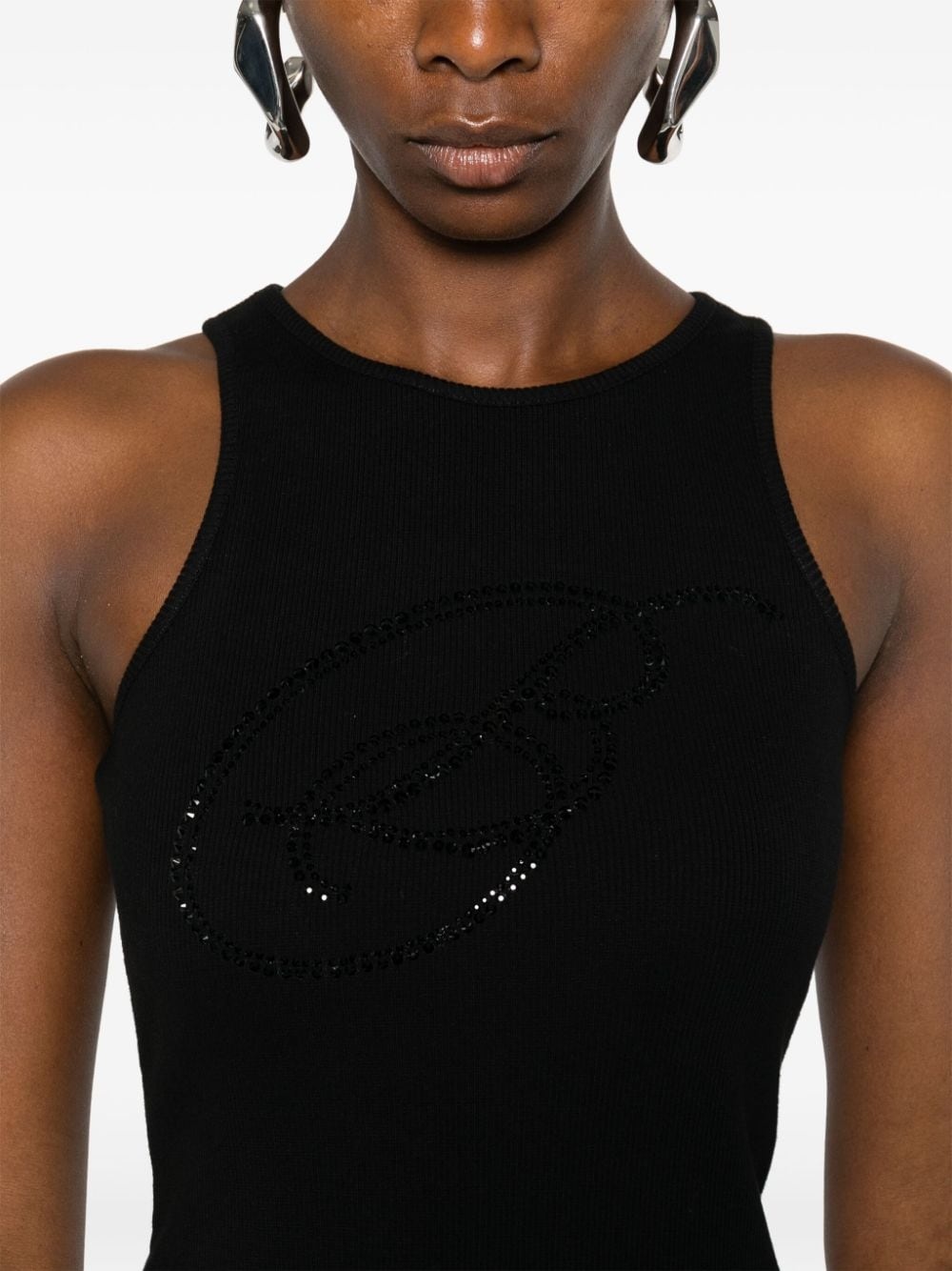 rhinestone-logo tank top - 5